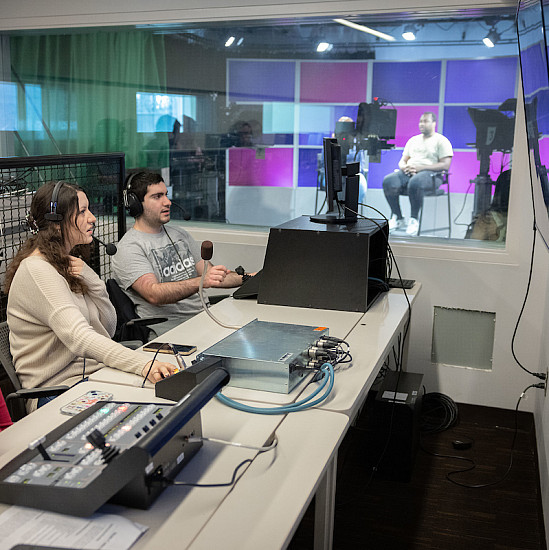 Students get hands-on experience in our Broadcast TV Studio.