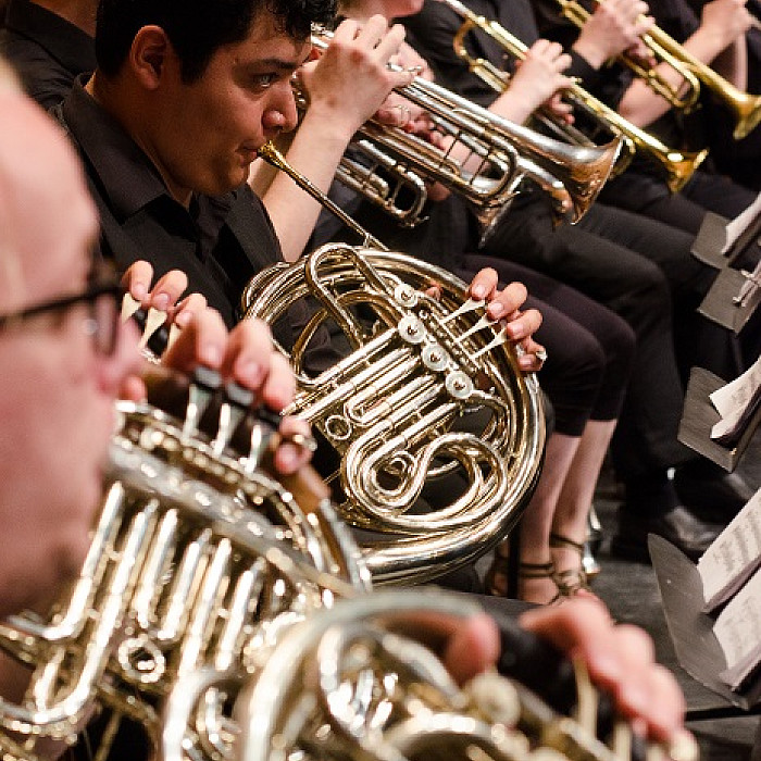 Brass players from the Purchase Symphony Orchestra