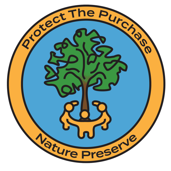 Protect the Purchase Nature Preserve logo. Graphic of three people holding hands around a tree.