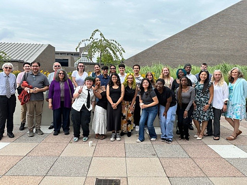 Bridges Students, Staff and Community College Coordinators posing for a picture at SUNY Purchase College